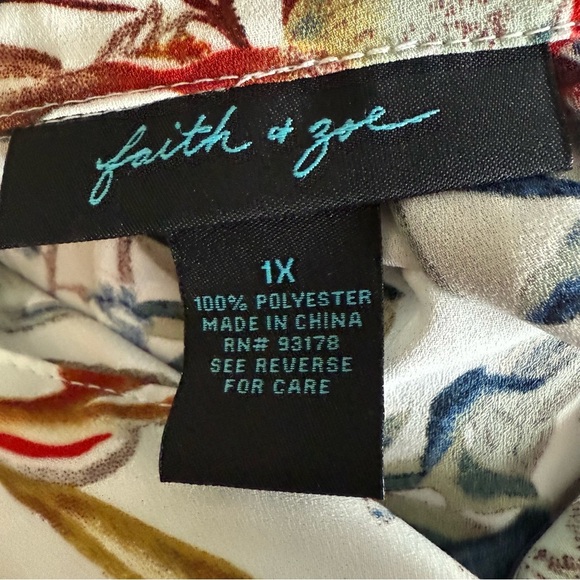 FAITH & Zoe Womens Kamran Split Neck Floral Blouse WOMEN'S Size 1X Feminine - Picture 10 of 11